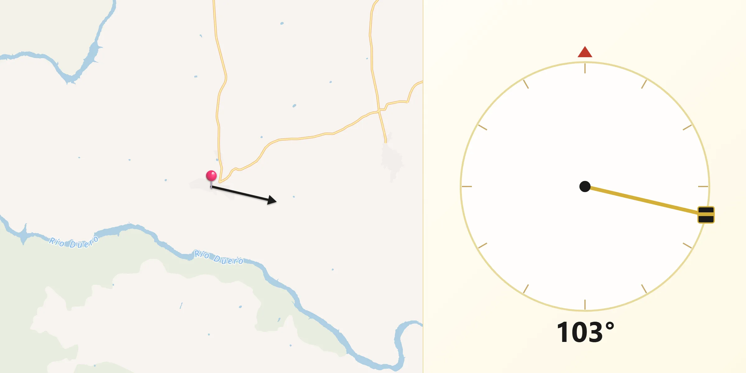 Dirección de la Qibla desde Villaseco del Pan