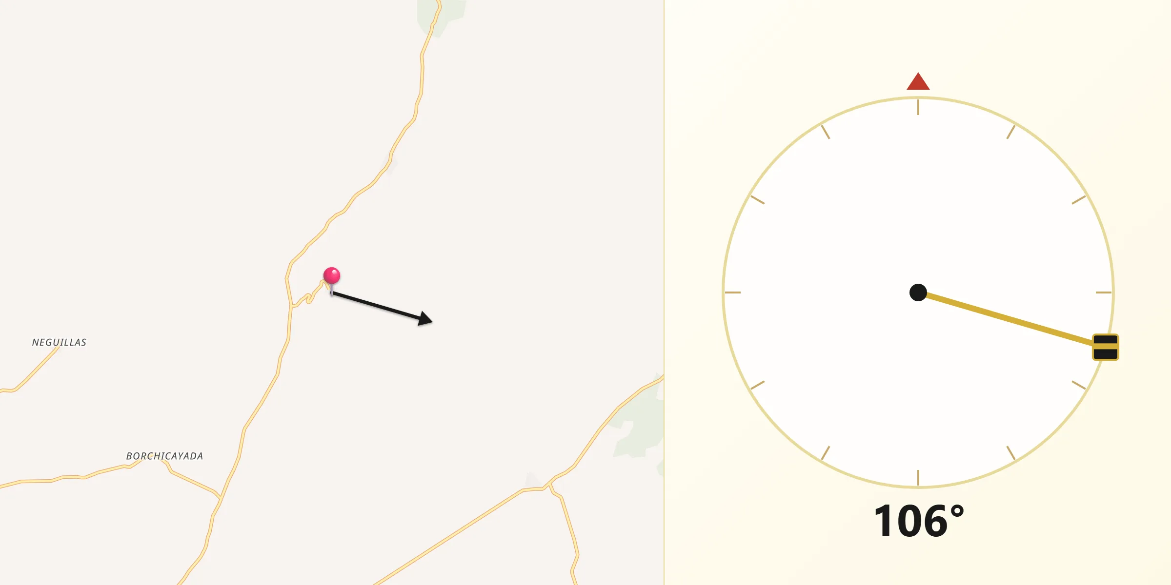 Dirección de la Qibla desde Soliedra