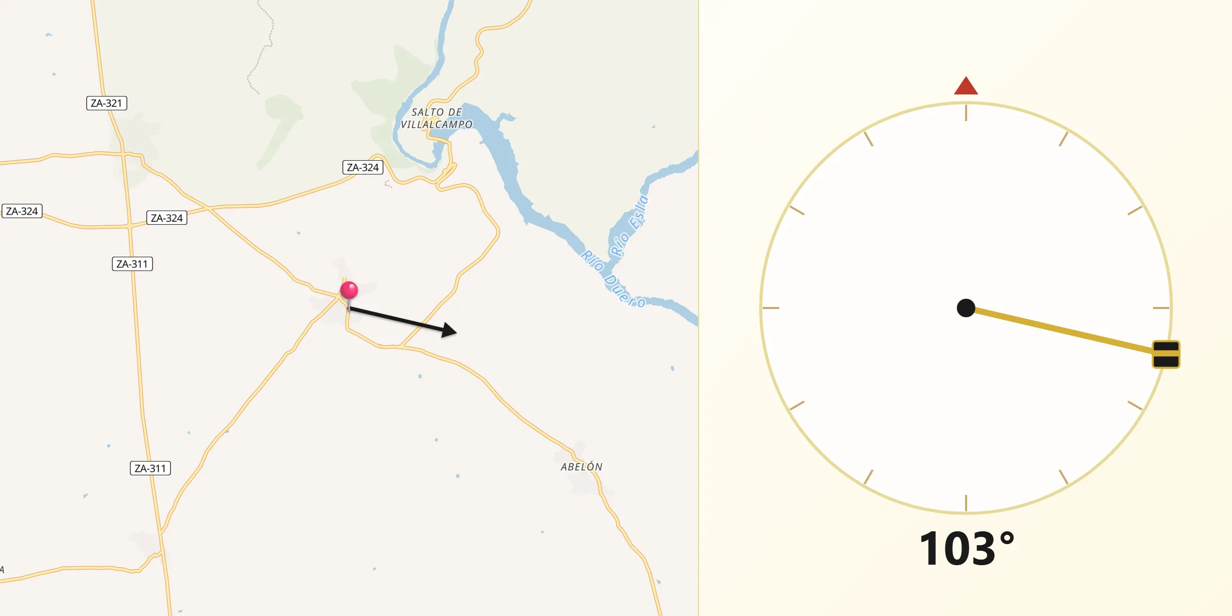 Dirección de la Qibla desde Moral de Sayago