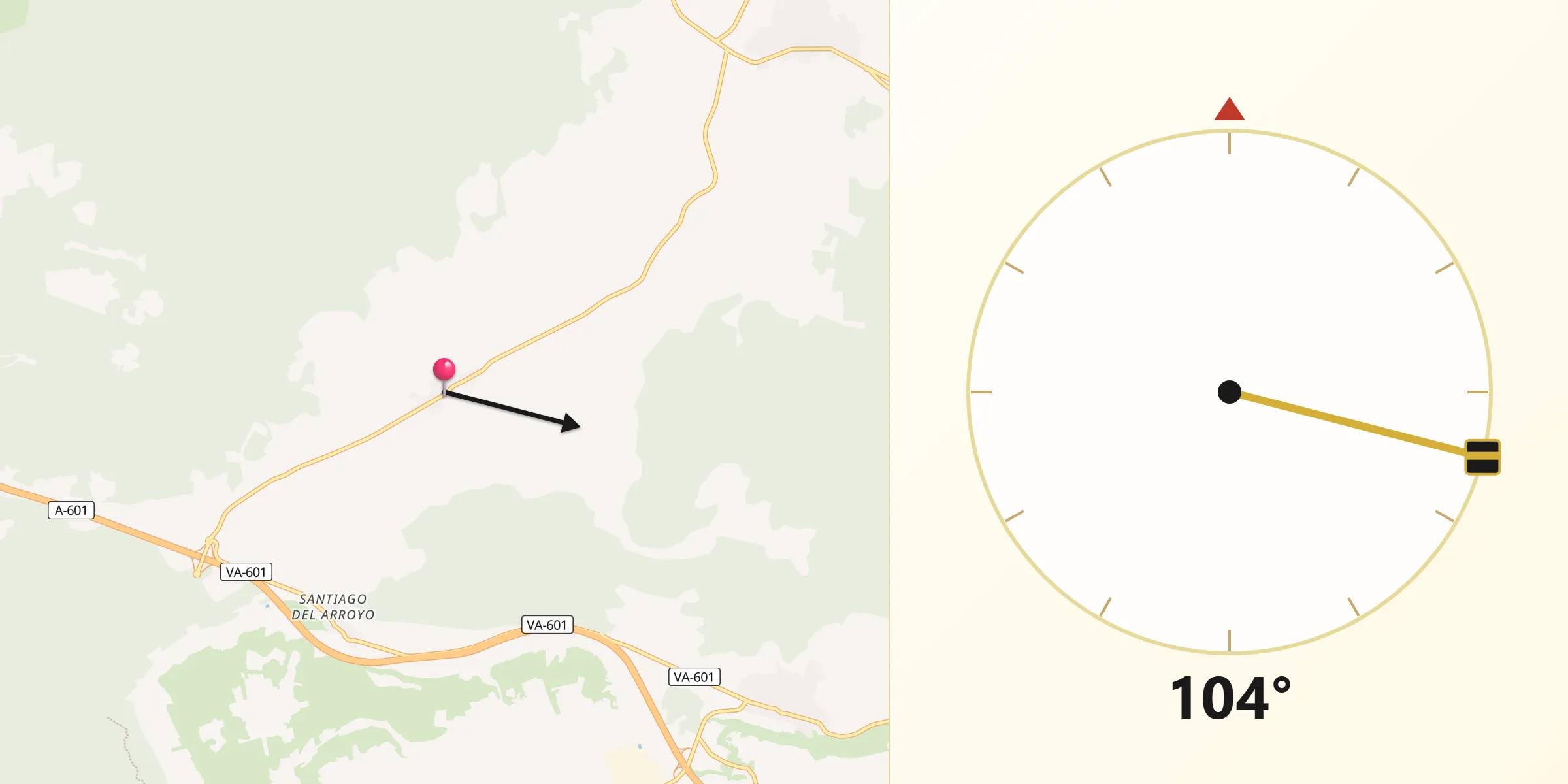 Dirección de la Qibla desde Camporredondo
