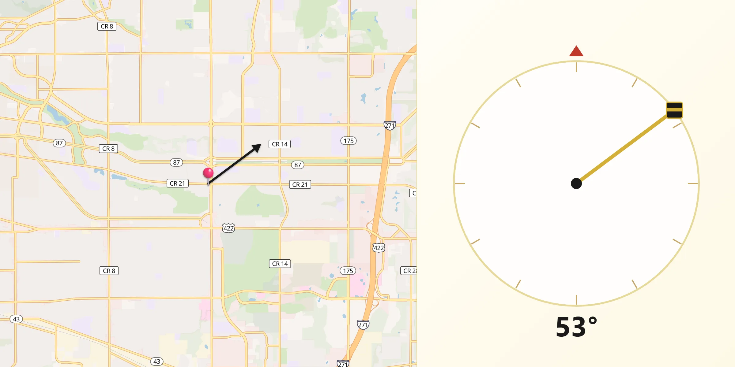 Qibla Direction from Shaker Heights