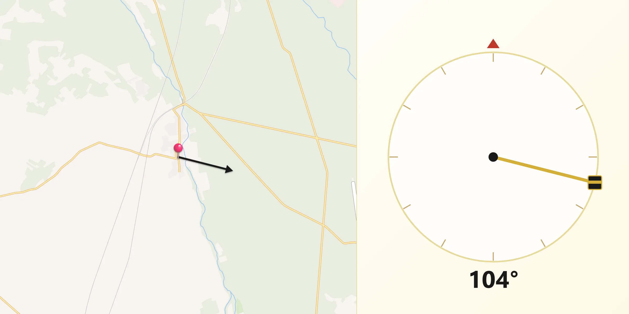 Dirección de la Qibla desde Valdestillas