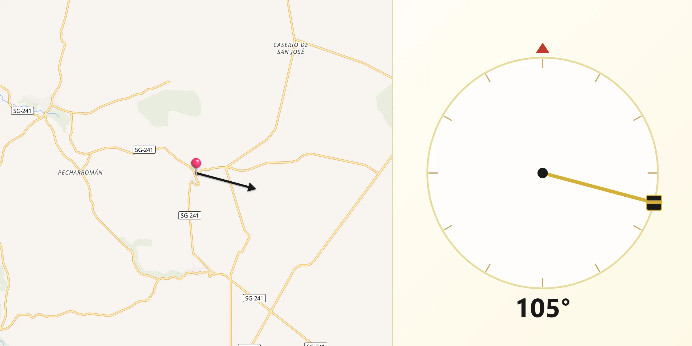 Dirección de la Qibla desde Valtiendas