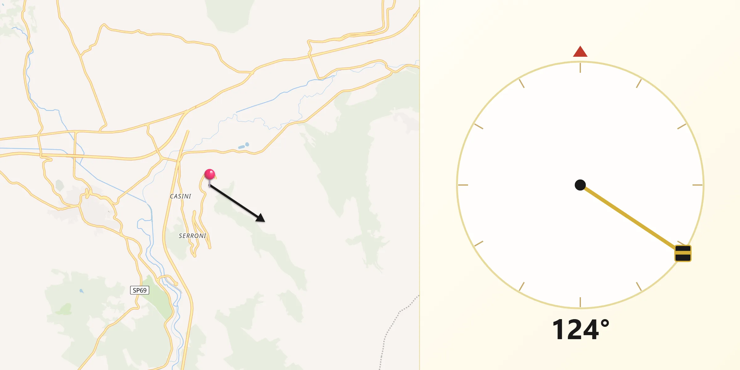 Direzione della Qibla da Roccasecca dei Volsci