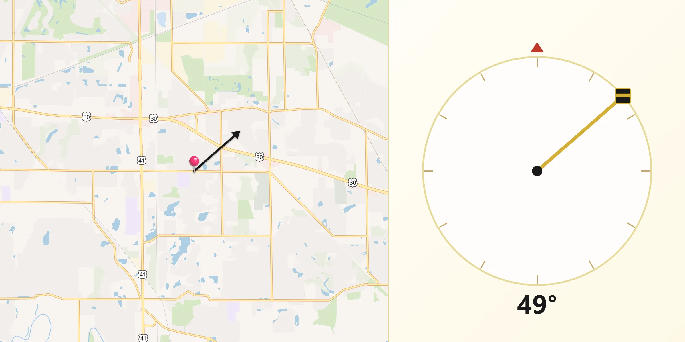 Qibla Direction from Schererville
