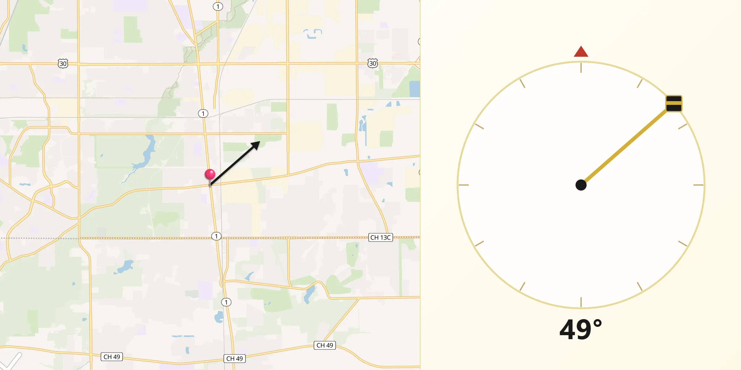 Qibla Direction from South Chicago Heights
