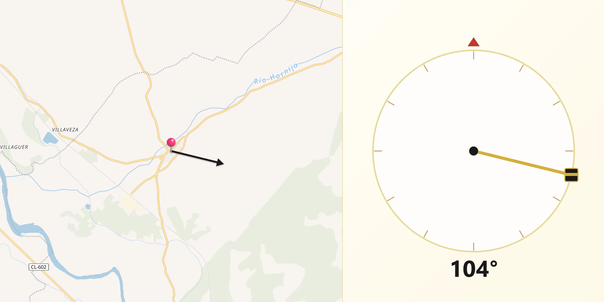 Dirección de la Qibla desde San Román de Hornija