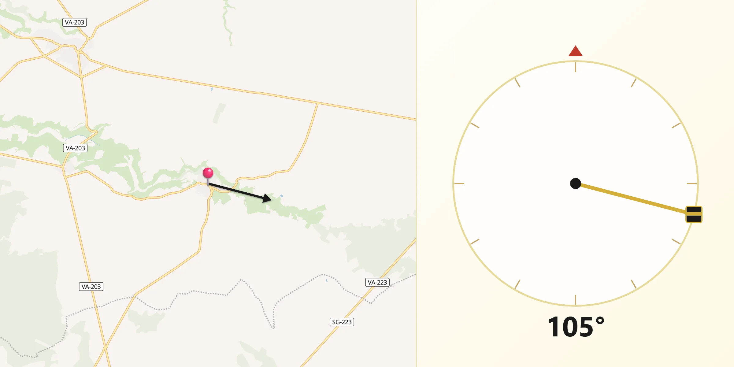 Dirección de la Qibla desde Bahabón