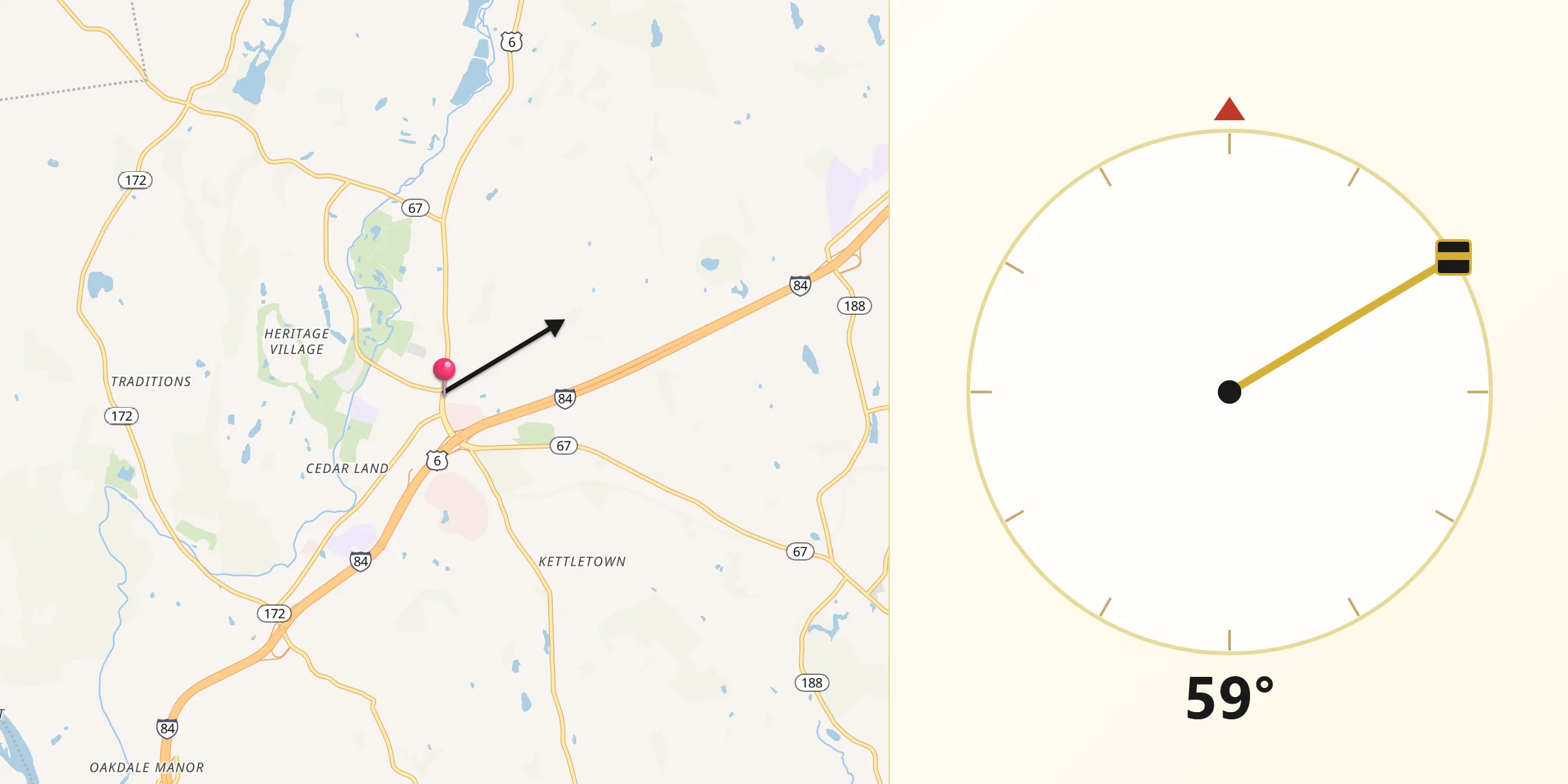 Qibla Direction from Southbury