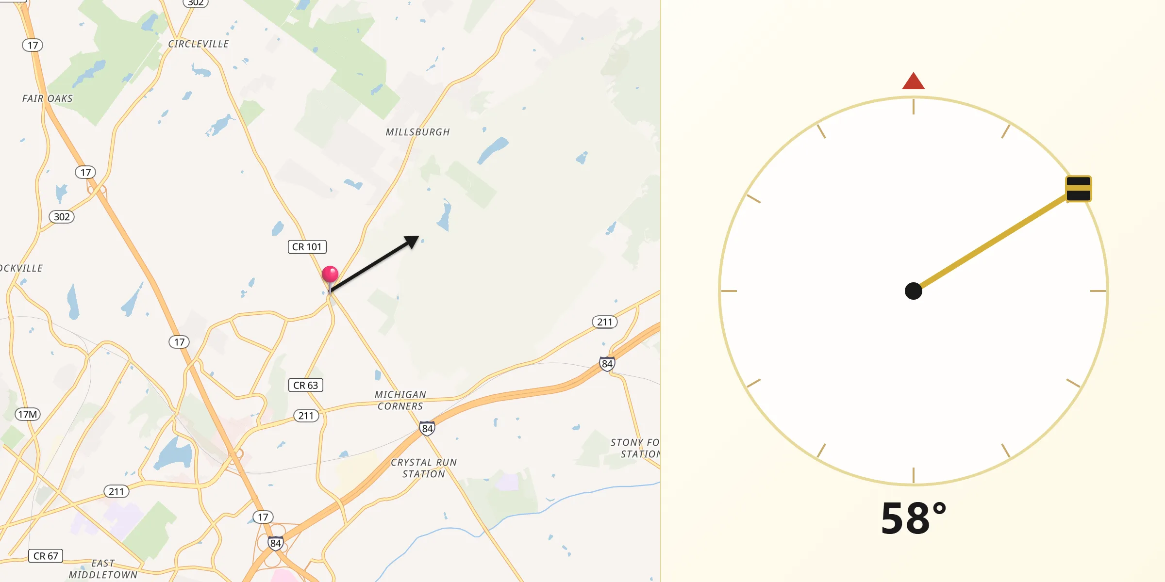 Qibla Direction from Scotchtown