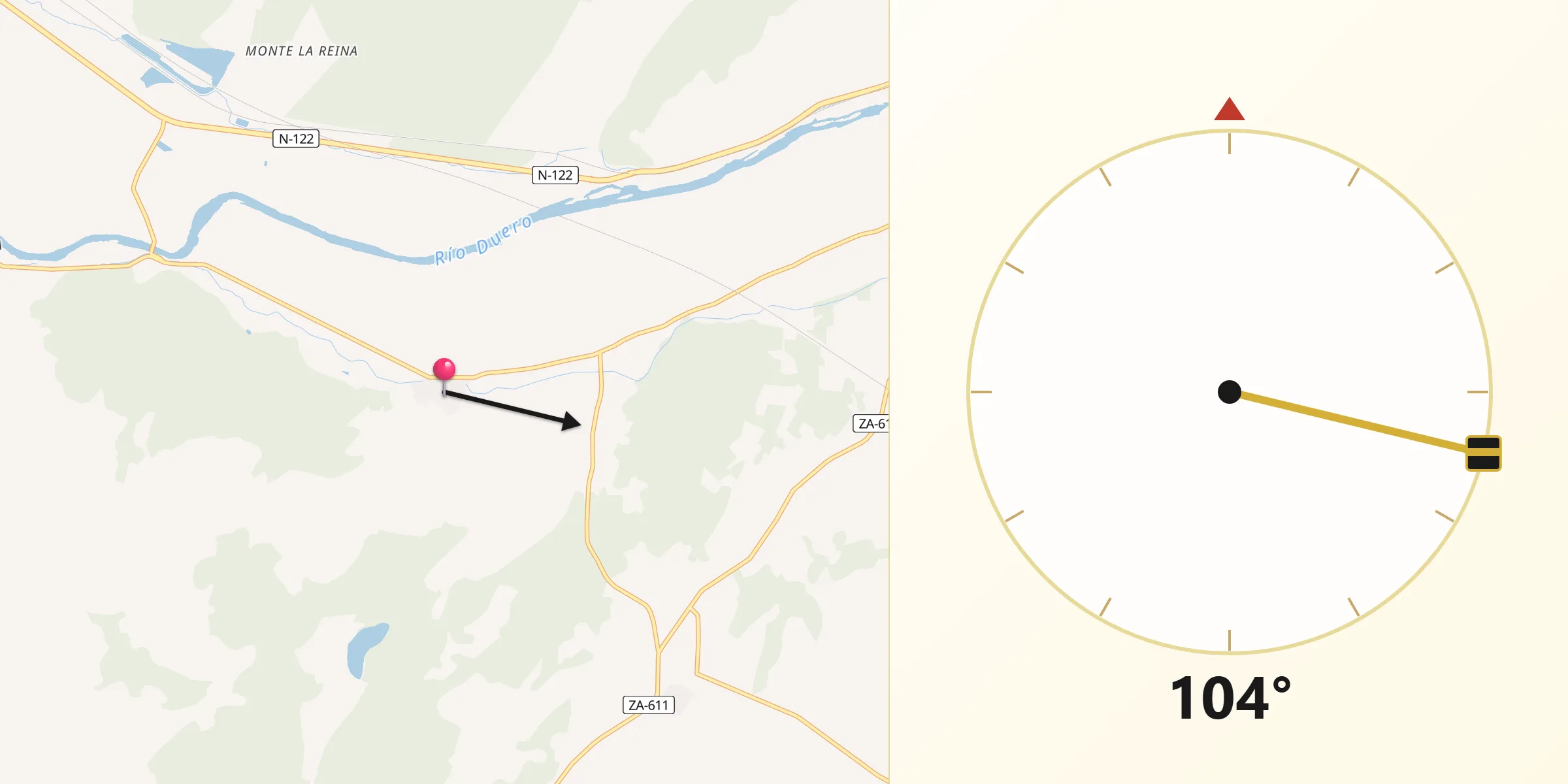 Dirección de la Qibla desde Peleagonzalo