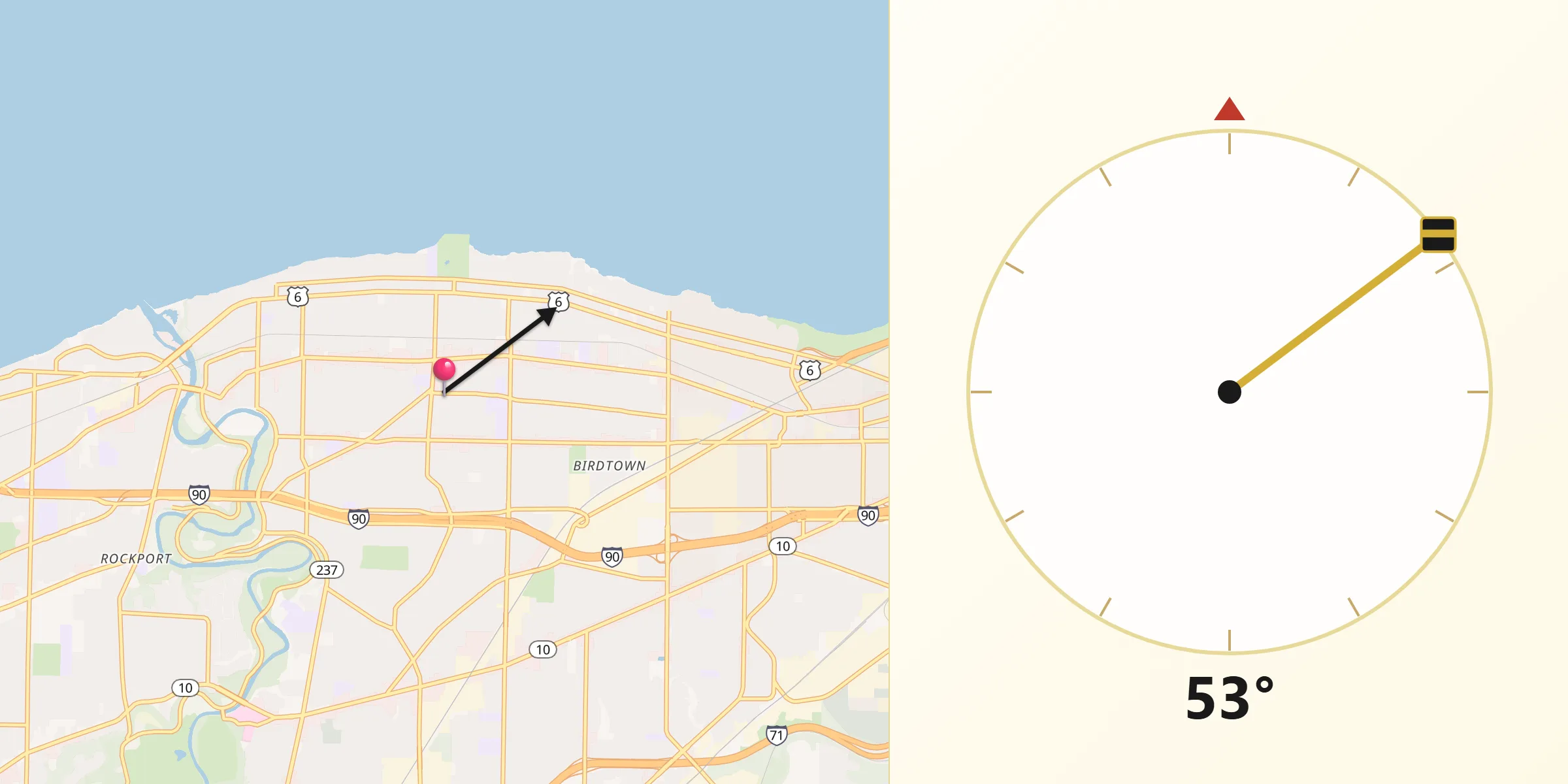 Dirección de la Qibla desde Lakewood