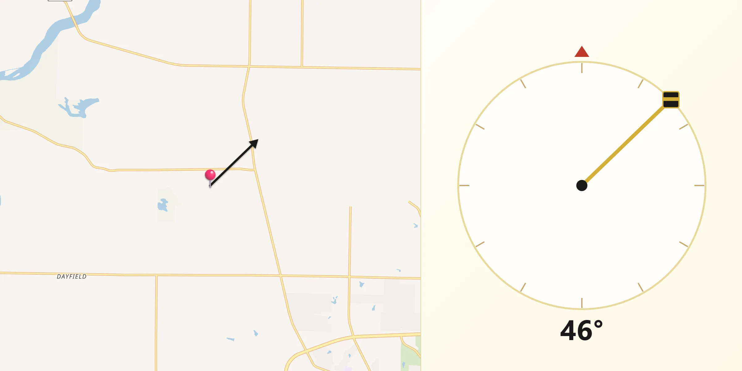 Qibla Direction from Muscatine County