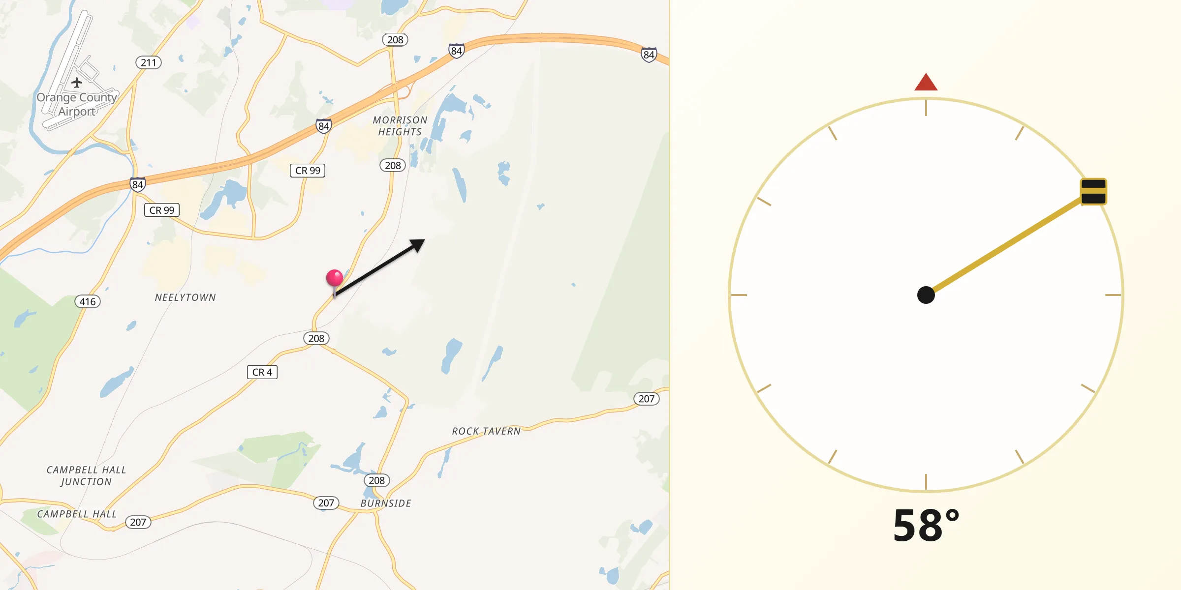 Qibla Direction from Maybrook