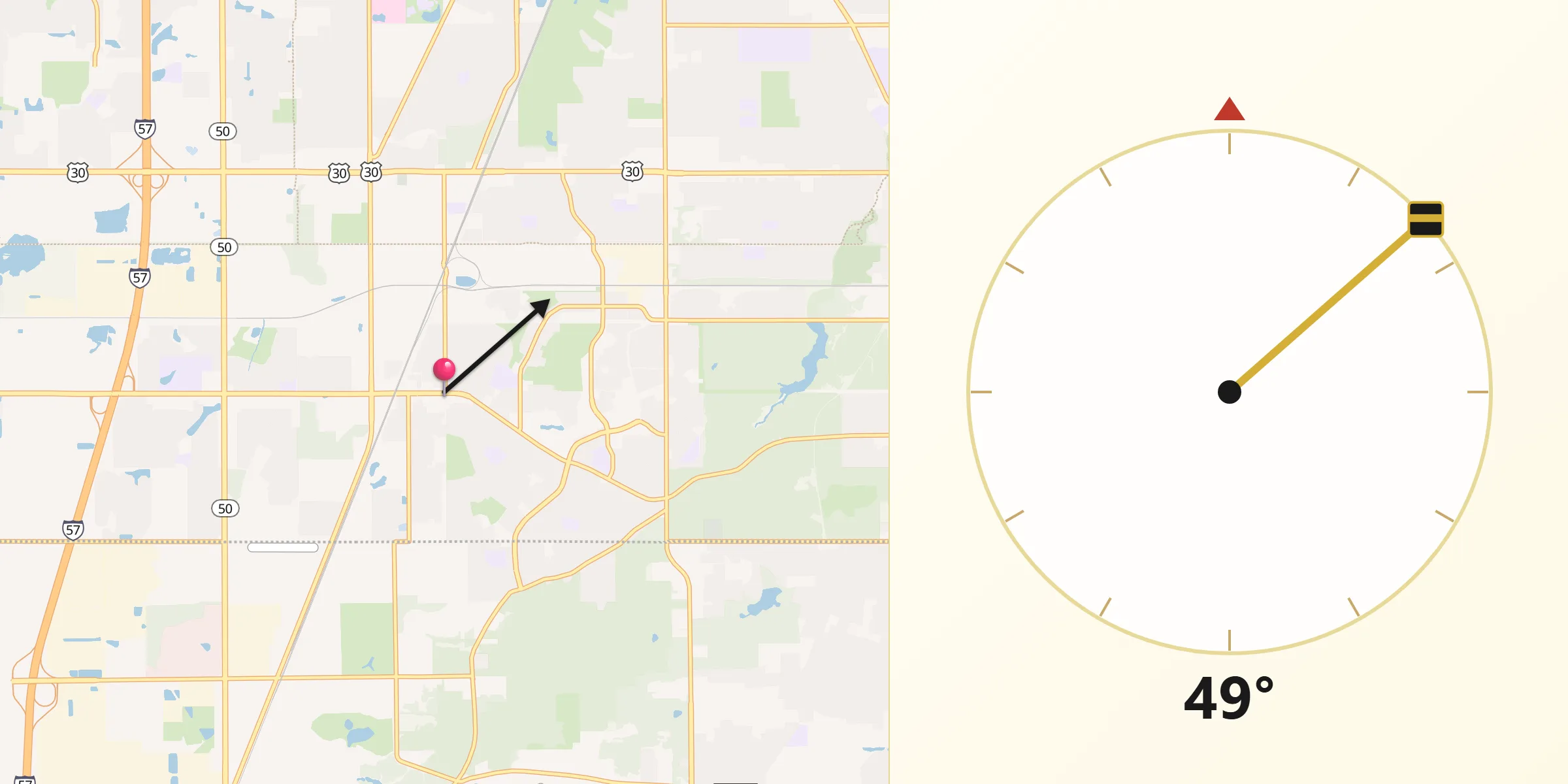 Qibla Direction from Richton Park