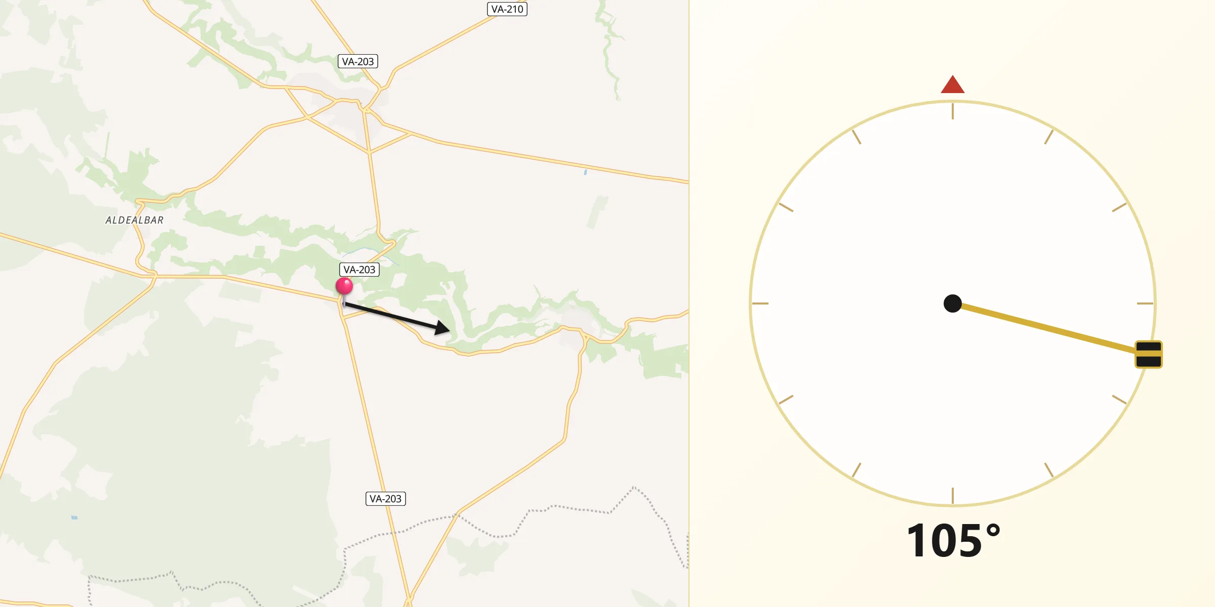 Dirección de la Qibla desde Torrescárcela