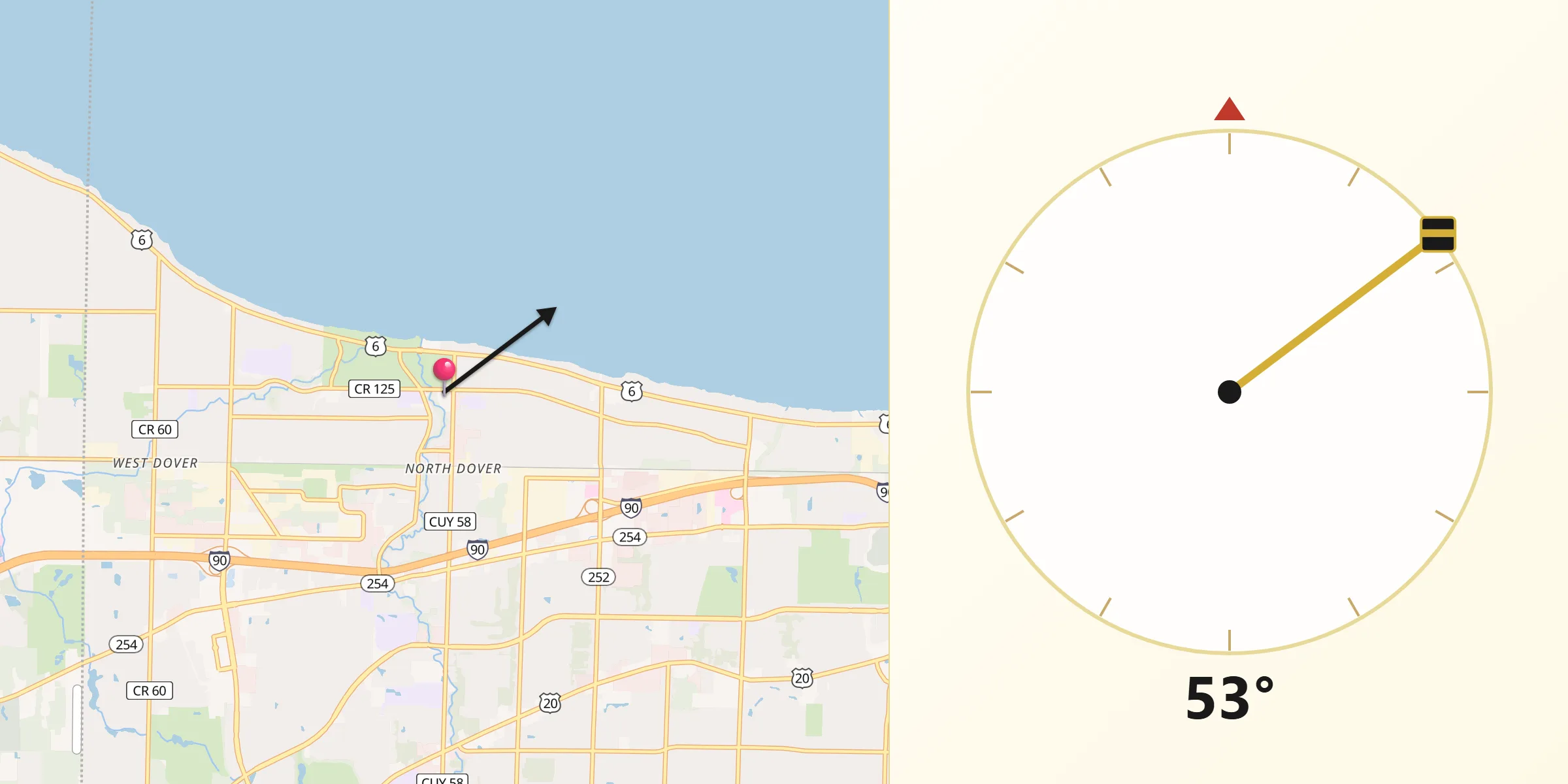 Qibla Direction from Bay Village