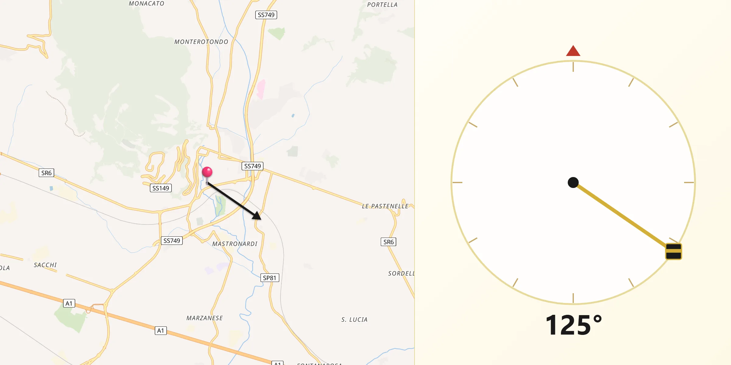 Direzione della Qibla da Cassino