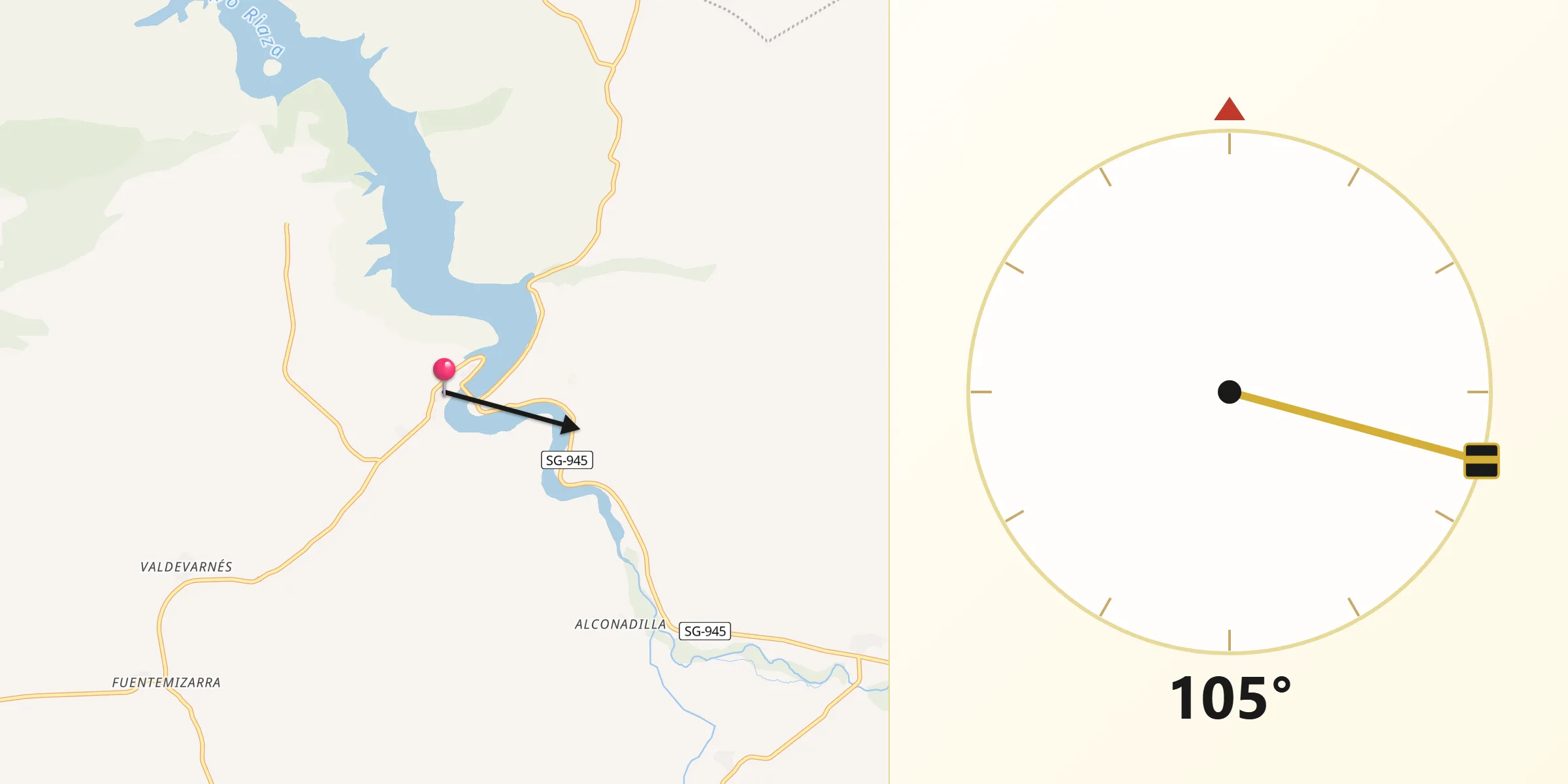 Dirección de la Qibla desde Maderuelo