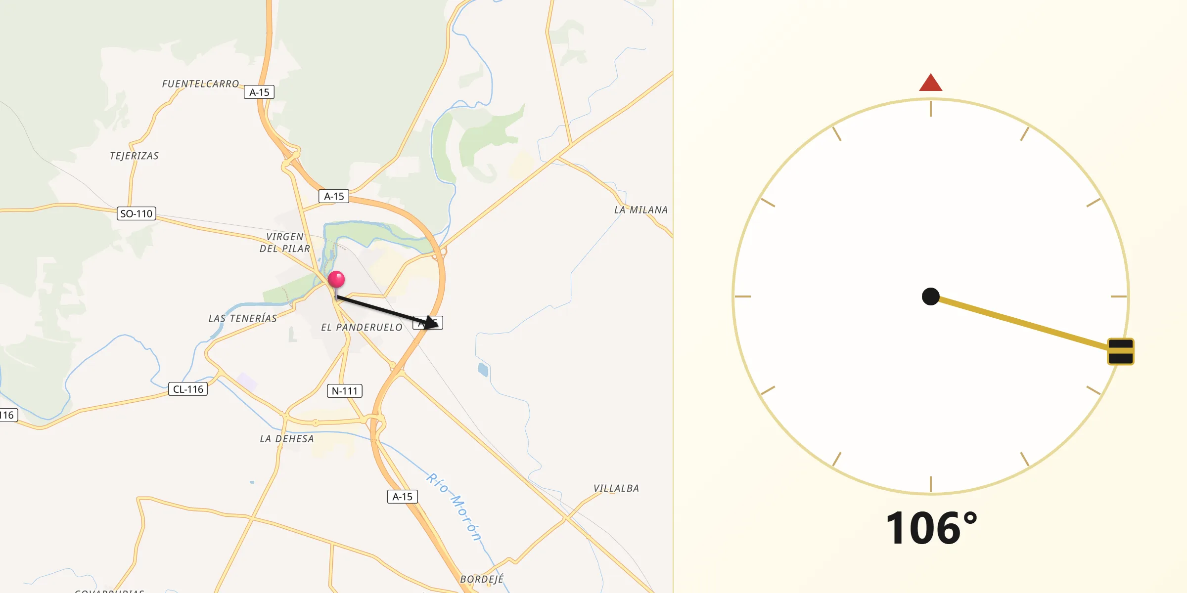 Dirección de la Qibla desde Almazán