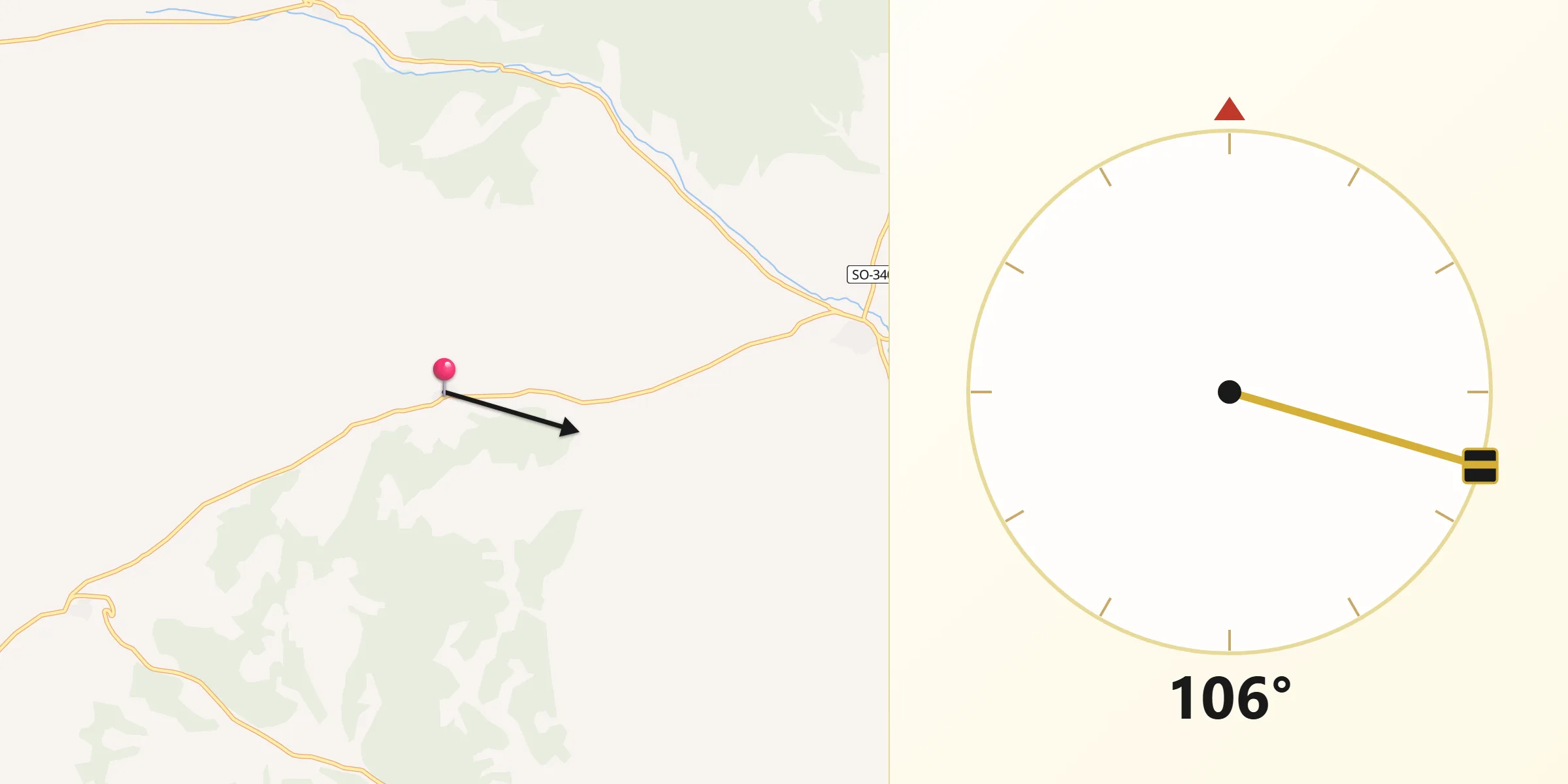 Dirección de la Qibla desde Velilla de los Ajos