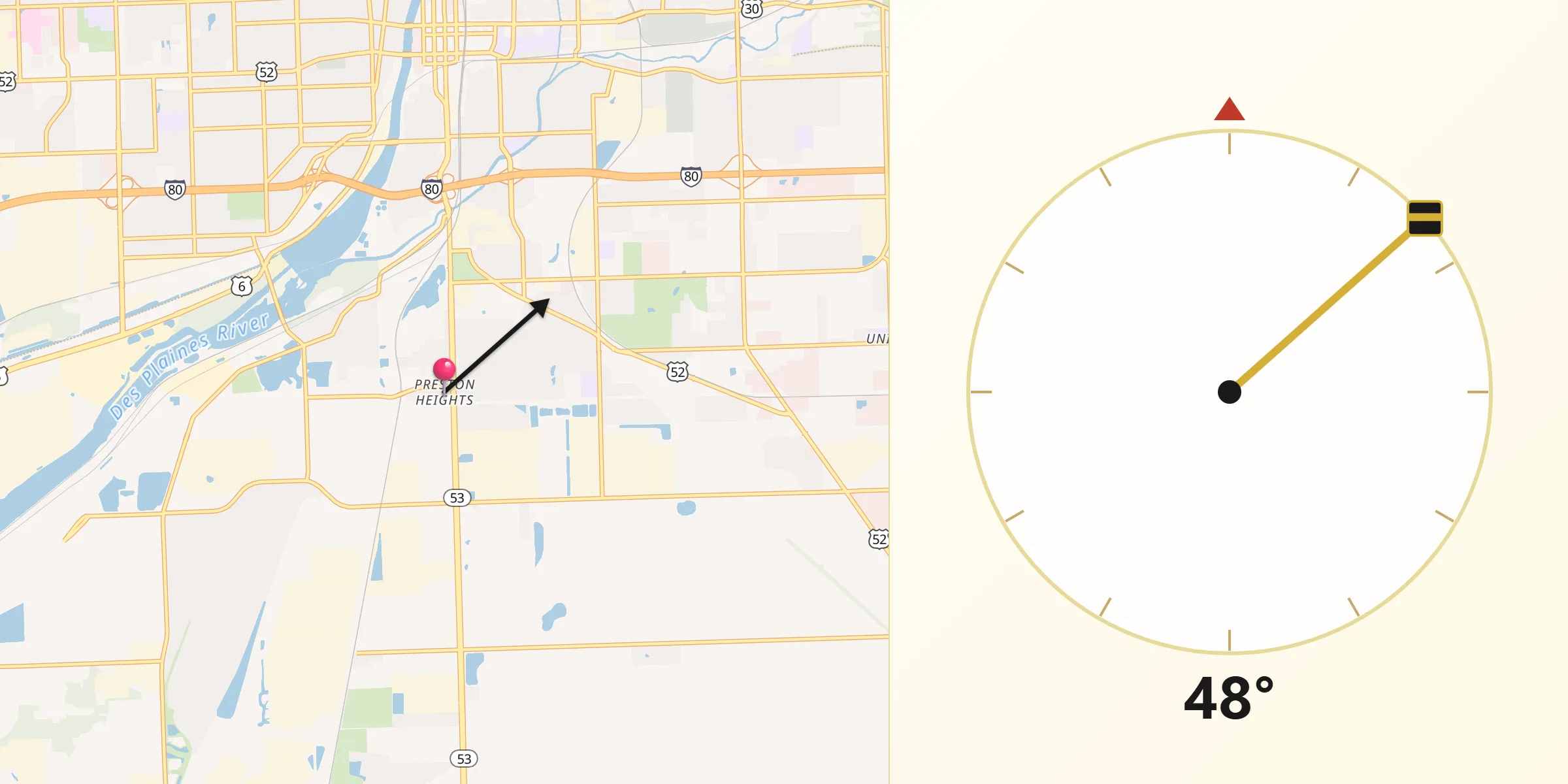 Qibla Direction from Preston Heights