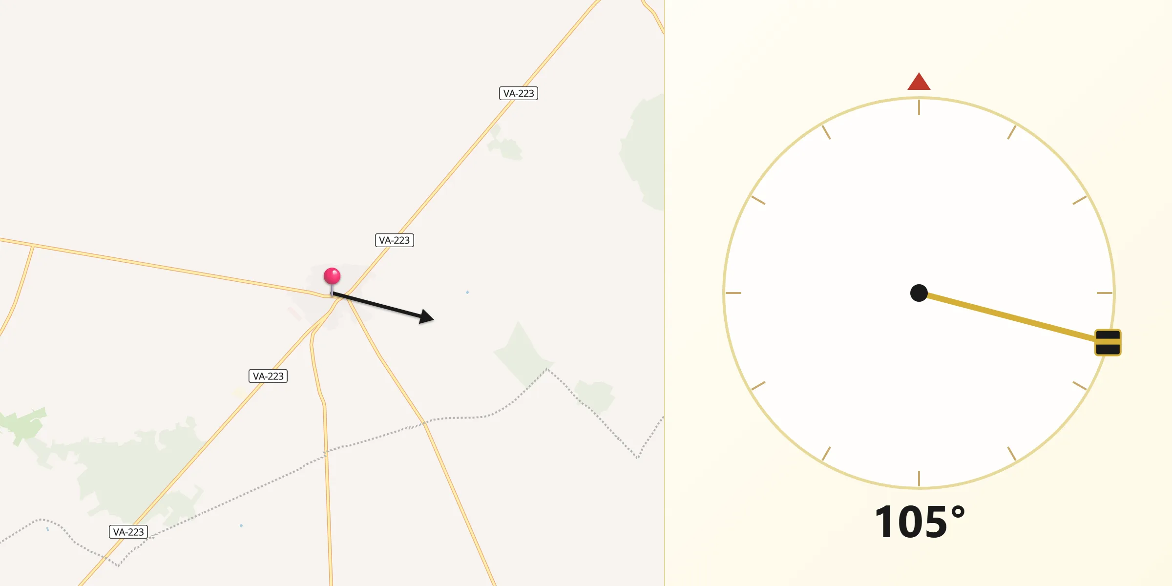 Dirección de la Qibla desde Campaspero