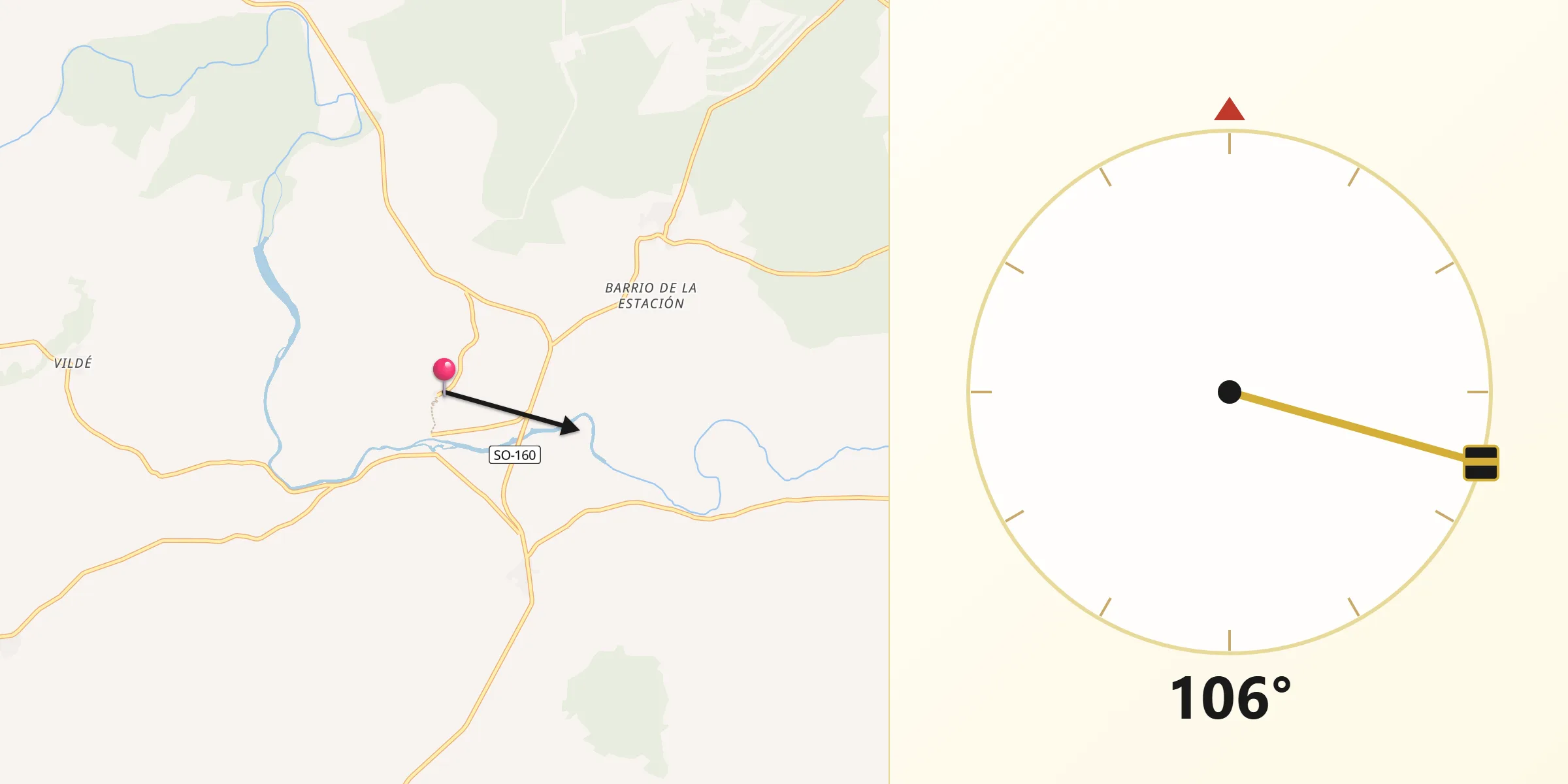 Dirección de la Qibla desde Gormaz