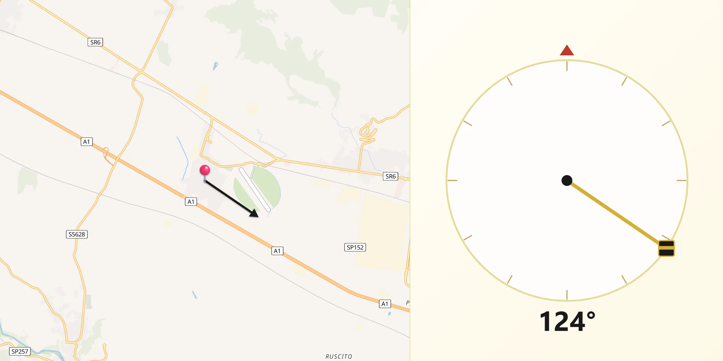 Direzione della Qibla da Aquino