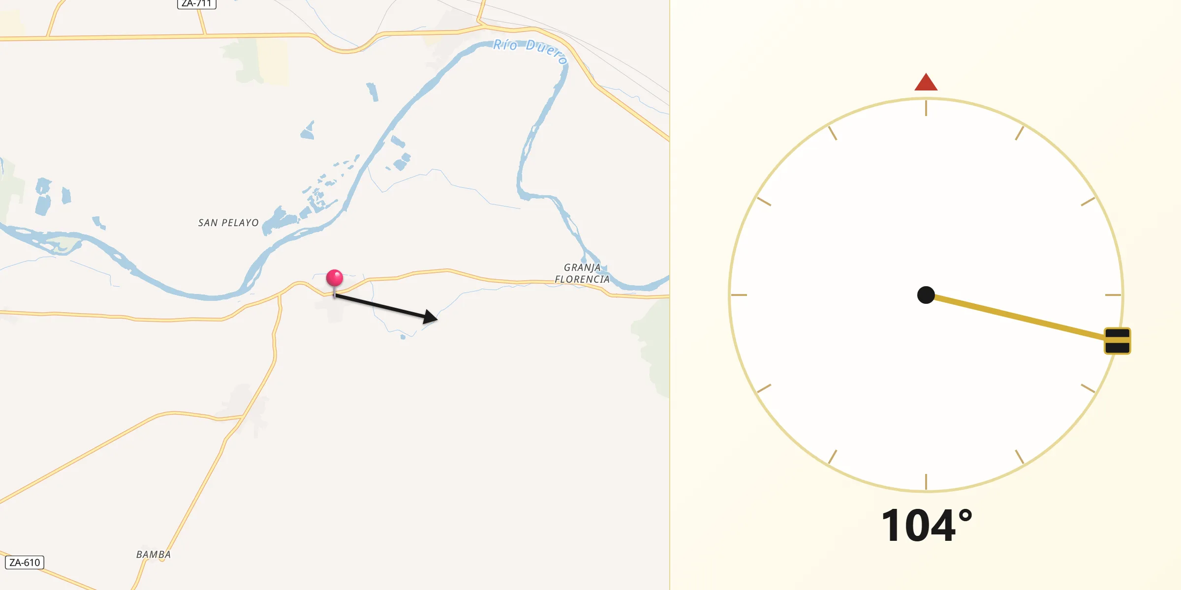 Dirección de la Qibla desde Villalazán
