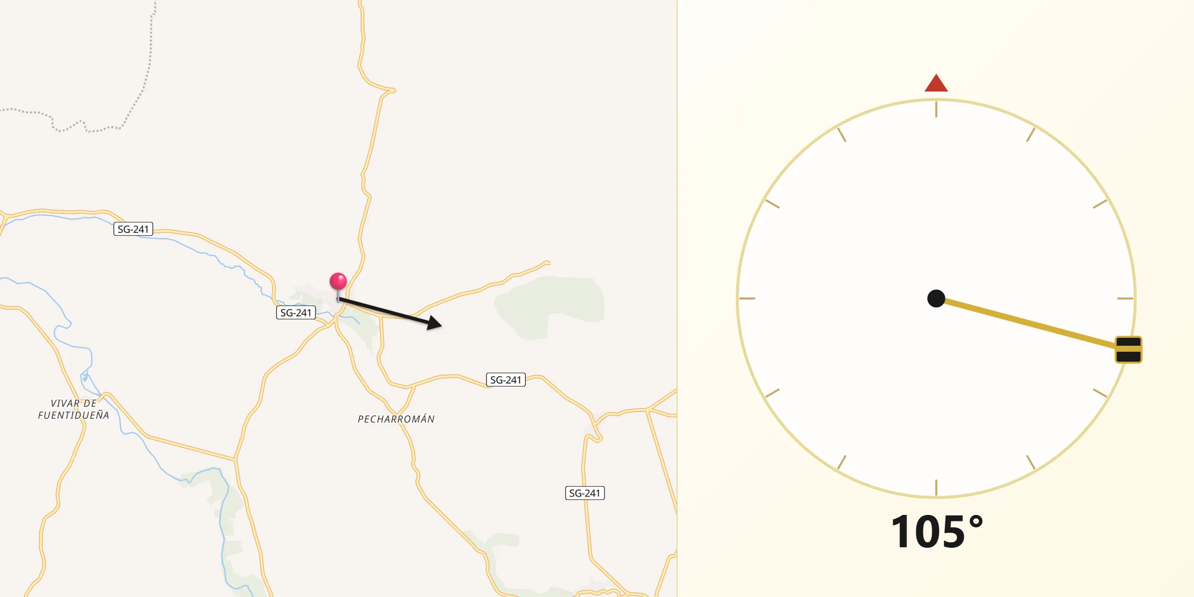 Dirección de la Qibla desde Sacramenia