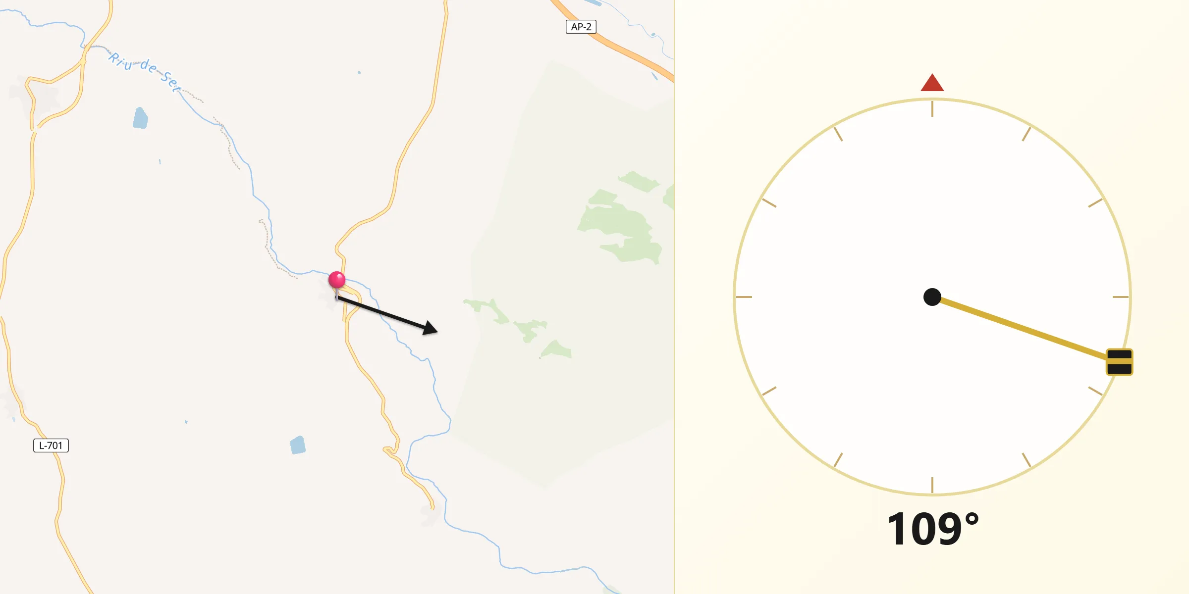 Dirección de la Qibla desde Aspa