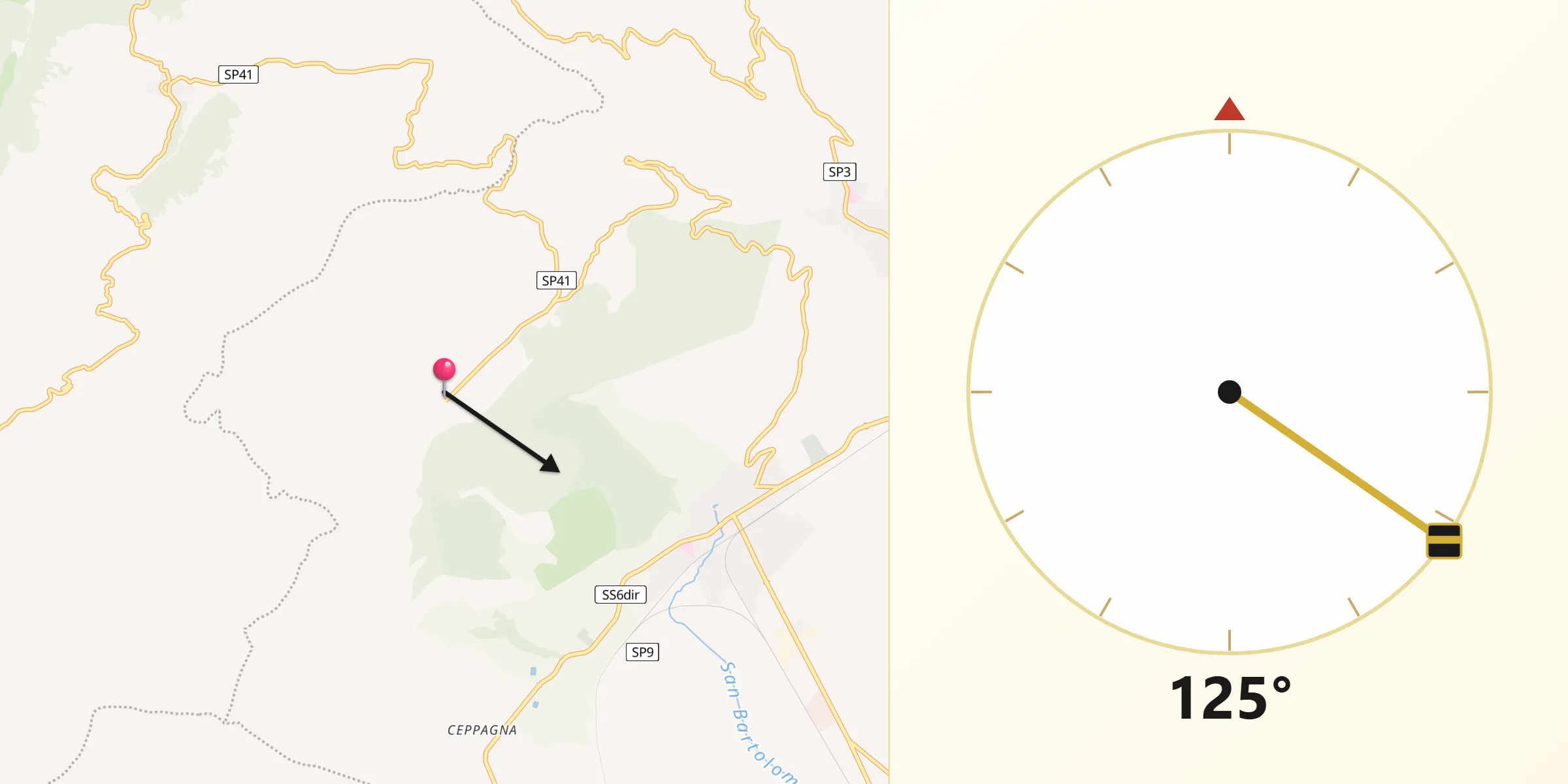 Direzione della Qibla da Conca Casale