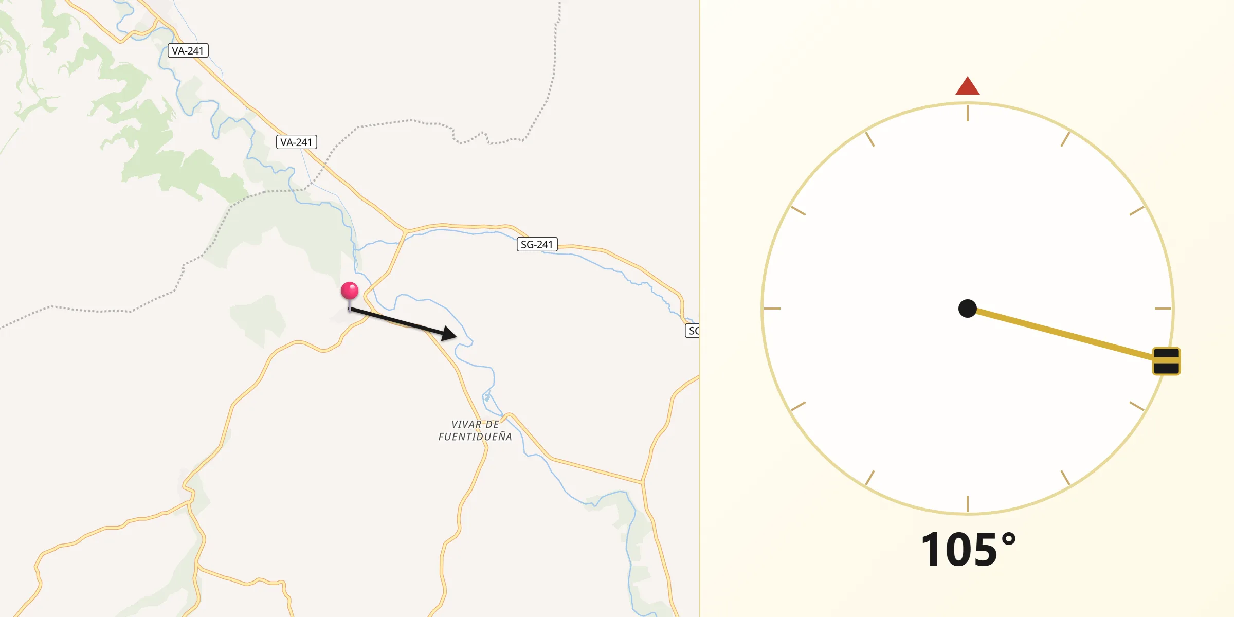 Dirección de la Qibla desde Laguna de Contreras