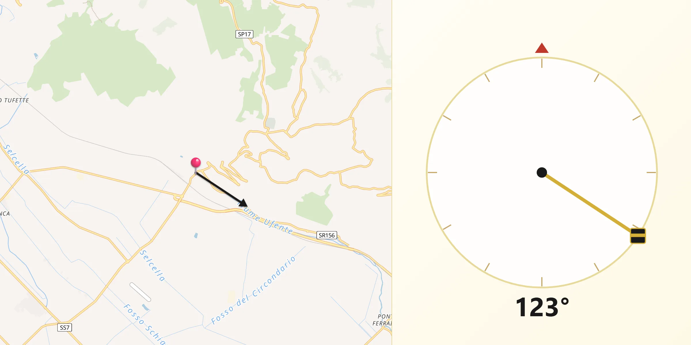 Direzione della Qibla da Sezze Scalo
