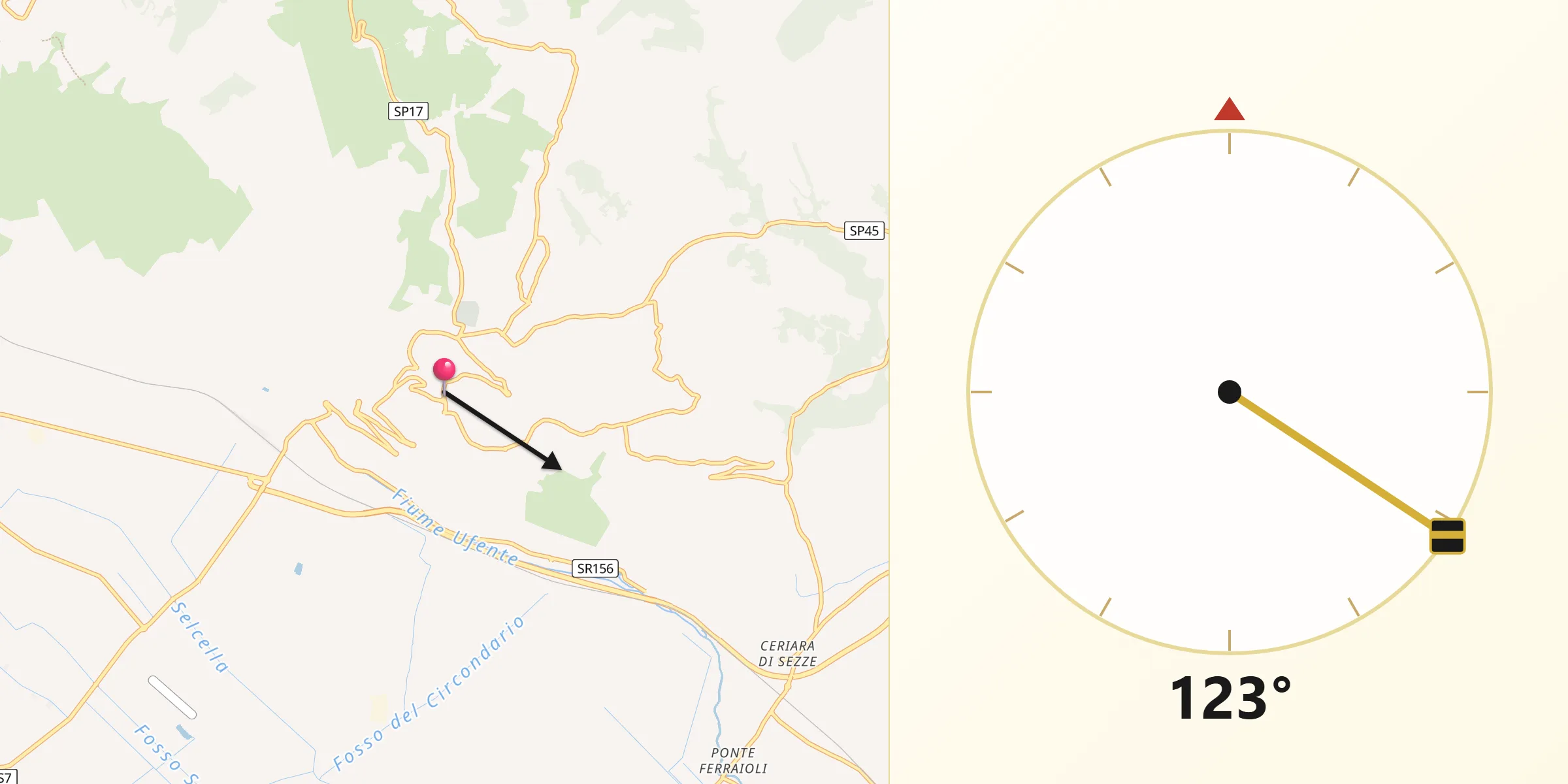 Direzione della Qibla da Sezze