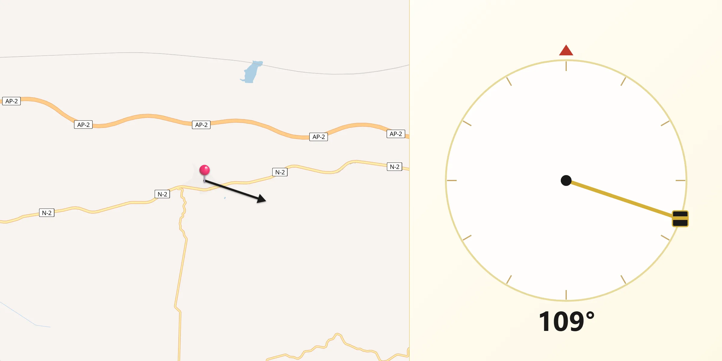 Dirección de la Qibla desde Peñalba