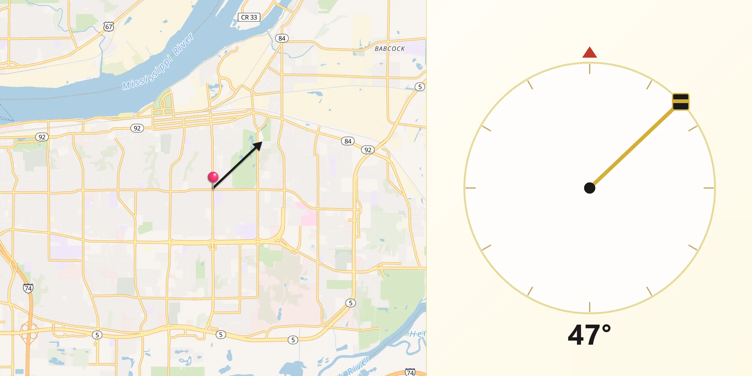 Qibla Direction from East Moline