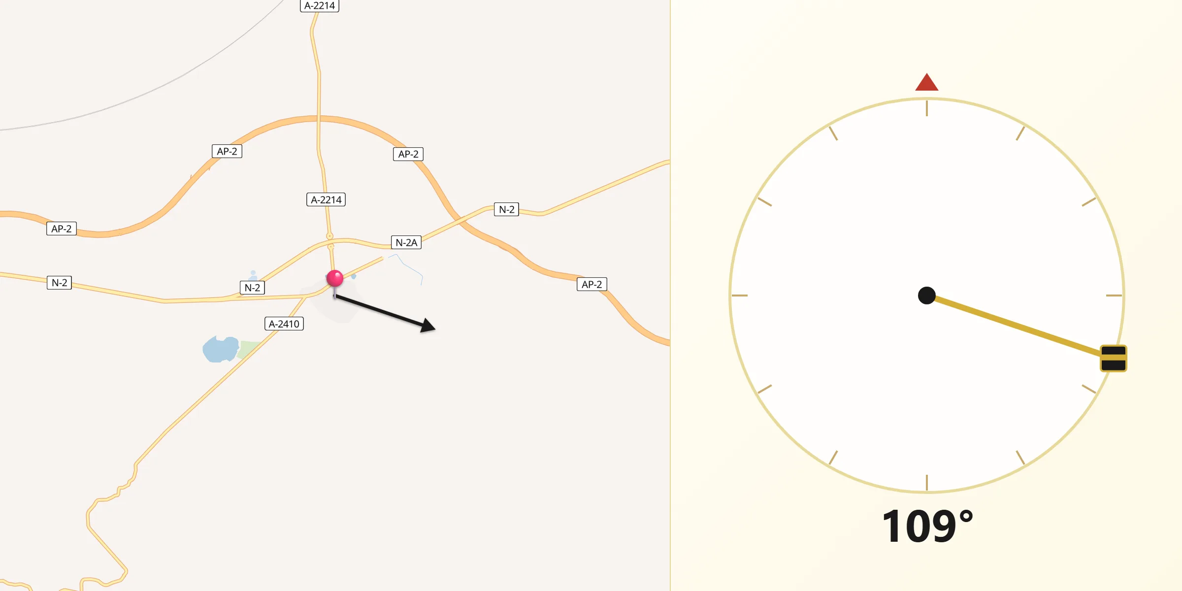 Dirección de la Qibla desde Candasnos