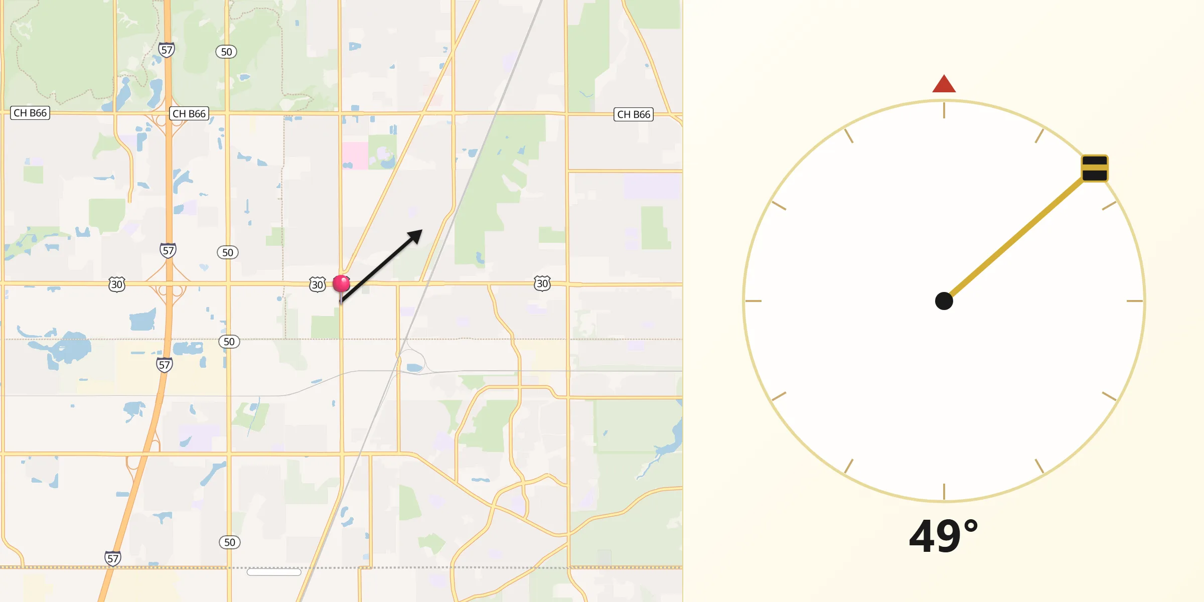 Qibla Direction from Matteson