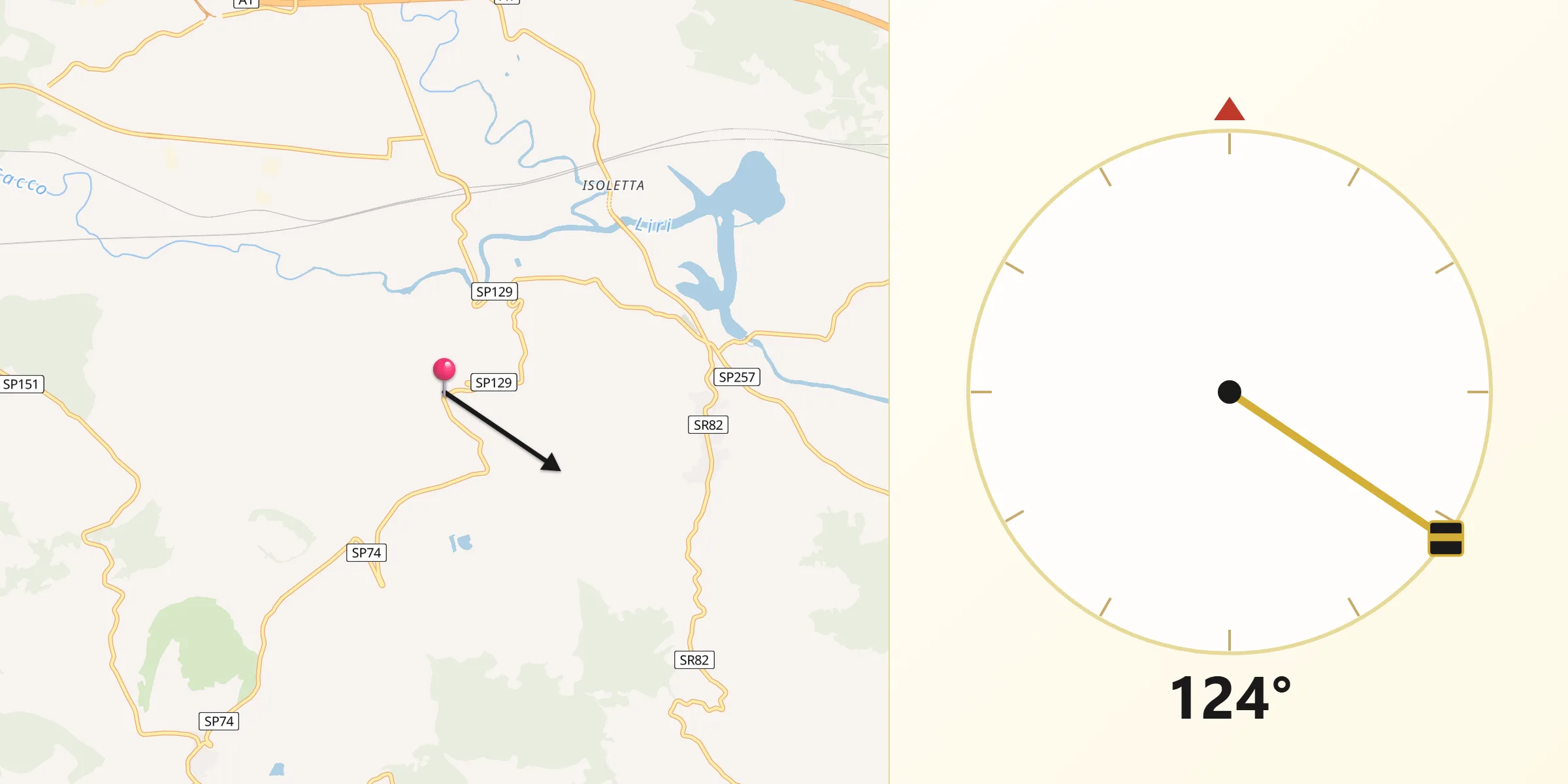 Direzione della Qibla da Falvaterra