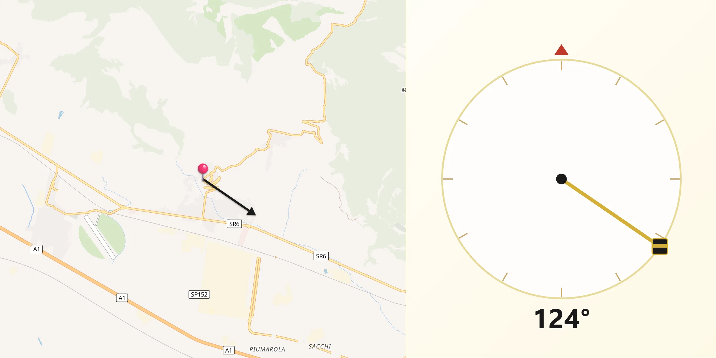 Direzione della Qibla da Piedimonte San Germano Alta