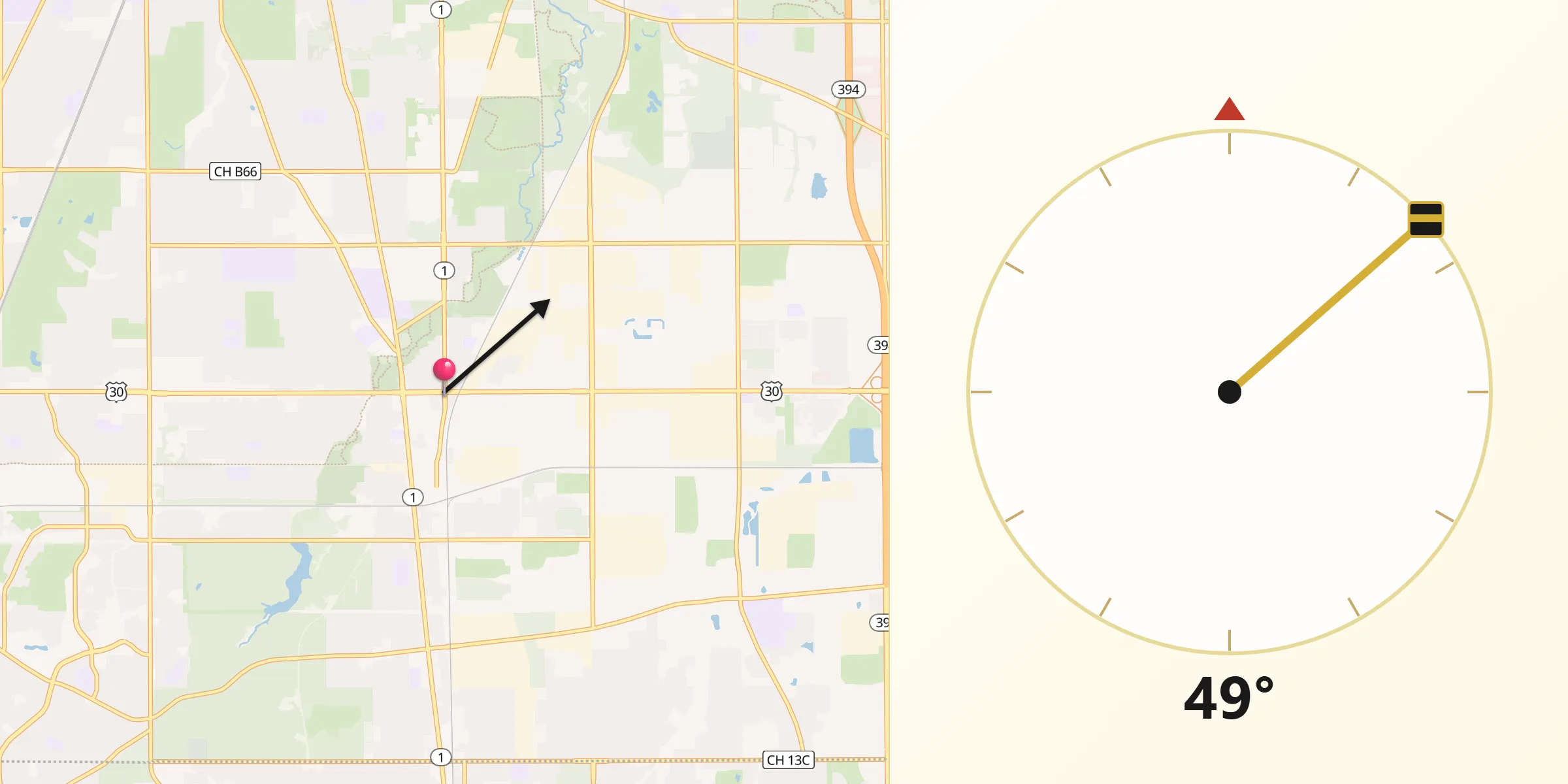 Qibla Direction from Chicago Heights