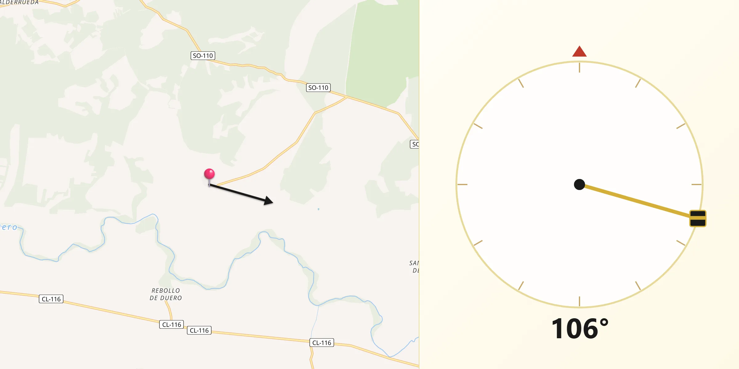 Dirección de la Qibla desde Centenera de Andaluz