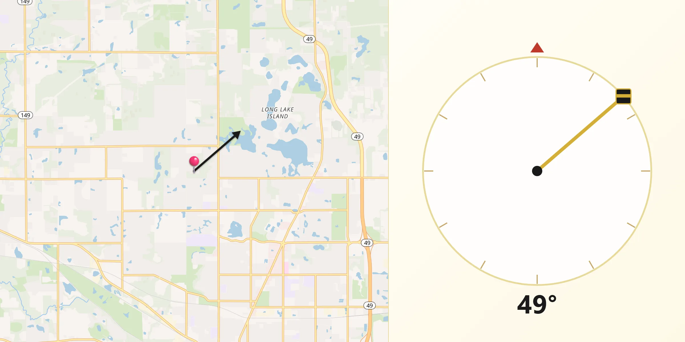 Qibla Direction from Porter County