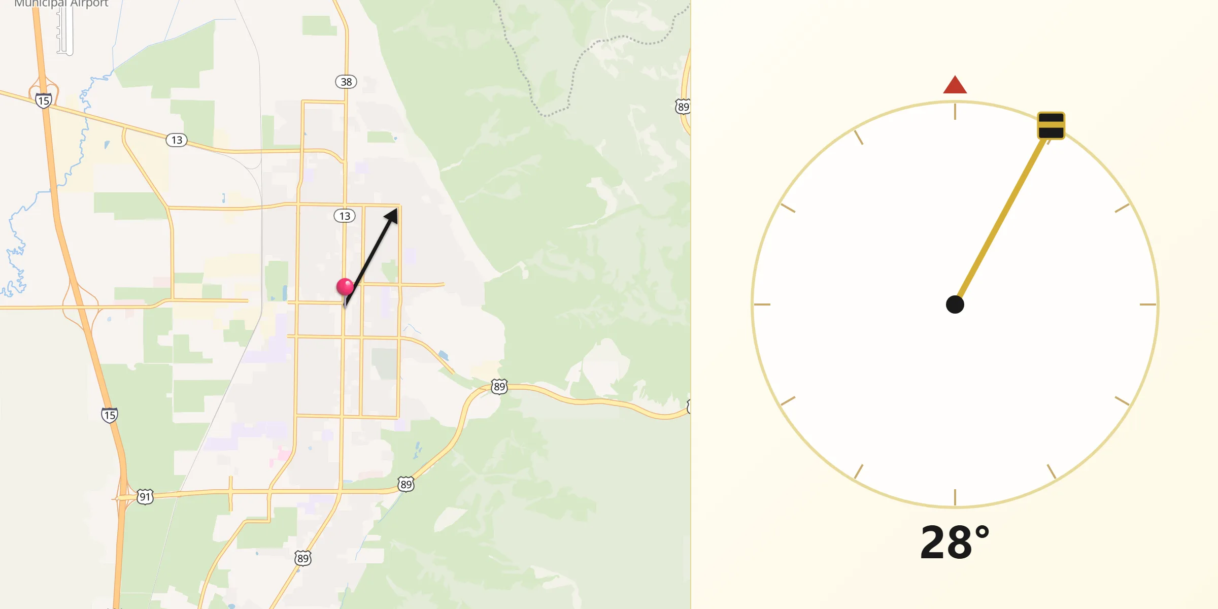 Qibla Direction from Brigham City