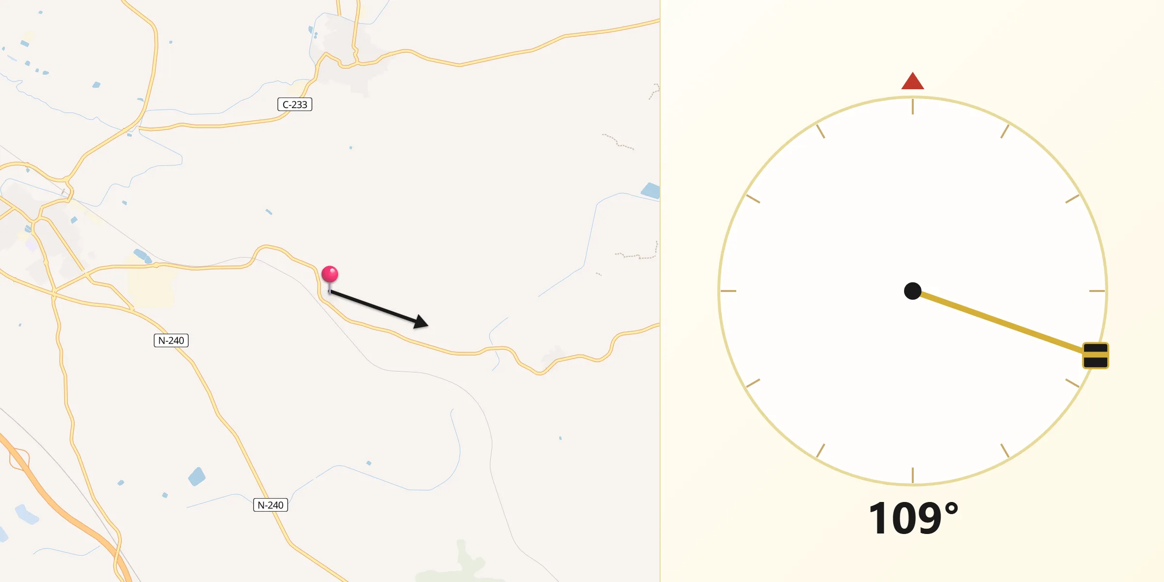 Dirección de la Qibla desde La Floresta