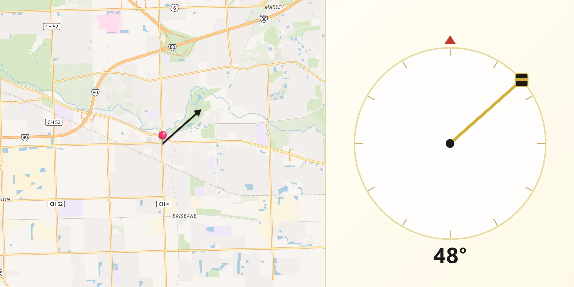 Qibla Direction from New Lenox