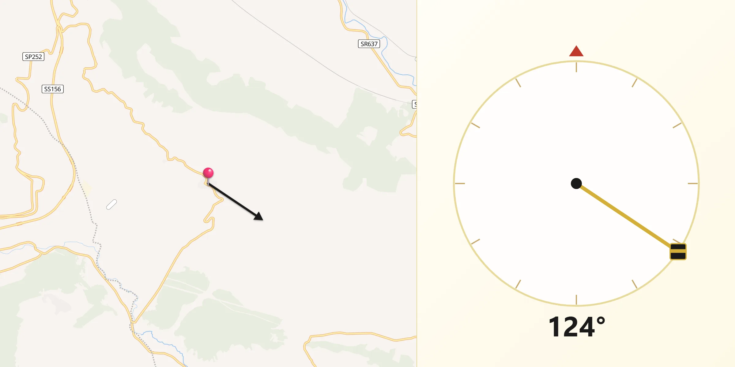 Direzione della Qibla da Villa Santo Stefano
