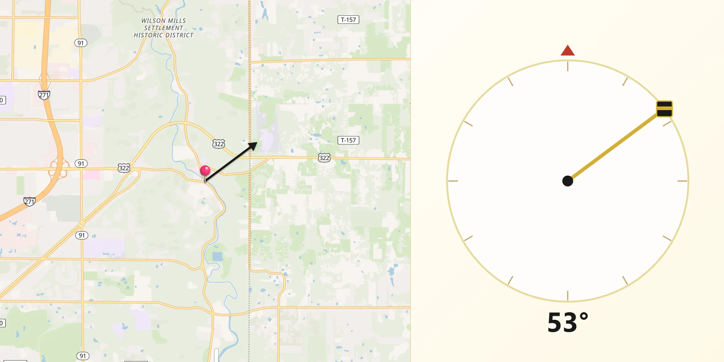 Qibla Direction from Gates Mills